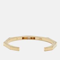 Fendi Baguette Gold Tone Open Cuff Bracelet M