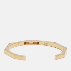 Fendi Baguette Gold Tone Open Cuff Bracelet M