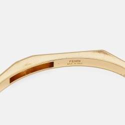 Fendi Baguette Gold Tone Open Cuff Bracelet M