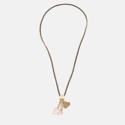 Fendi x Chaos ZIpper Fabric Gold Tone Keyring Necklace