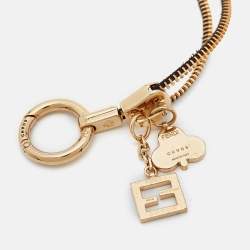 Fendi x Chaos ZIpper Fabric Gold Tone Keyring Necklace