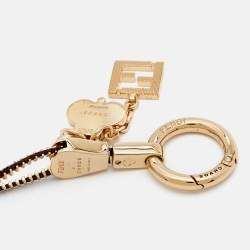Fendi x Chaos ZIpper Fabric Gold Tone Keyring Necklace