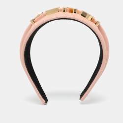 Fendi Beige Leather Graphy Headband