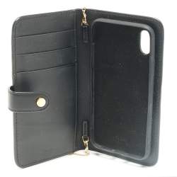 Fendi Black/Tobacco Leather and Zucca Coated Canvas iPhone X Cover with Chain Strap