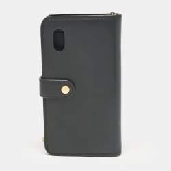 Fendi Black/Tobacco Leather and Zucca Coated Canvas iPhone X Cover with Chain Strap