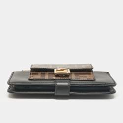 Fendi Black/Tobacco Leather and Zucca Coated Canvas iPhone X Cover with Chain Strap