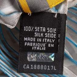 Fendi Grey/Blue Stripe Zucca Print Satin Plisse Stole 