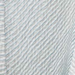 Fendi Grey/Blue Stripe Zucca Print Satin Plisse Stole 