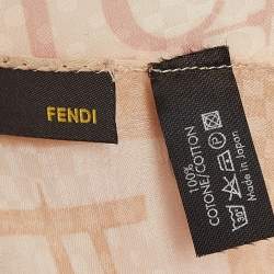 Fendi Beige Monogram Cotton Square Scarf