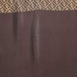 Pre Owned Fendi Brown Zucca Print Mink Fur and Silk Square Scarf