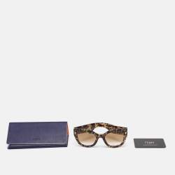 Pre Owned Fendi Havana/Brown Gradient FF0435/S FF Cat-Eye Sunglasses