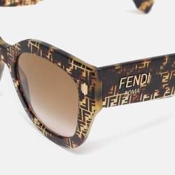 Pre Owned Fendi Havana/Brown Gradient FF0435/S FF Cat-Eye Sunglasses