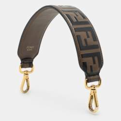 Fendi Brown FF Embossed Leather Strap You Shoulder Strap