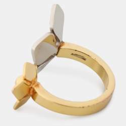 مملوكة مسبقًا Fendi Two Tone Flower Motif Open Ring Size 51