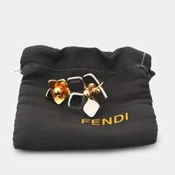 مملوكة مسبقًا Fendi Two Tone Flower Motif Open Ring Size 51