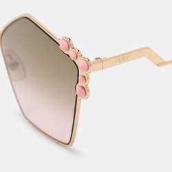 Pre Owned Fendi Brown/Pink Gradient FF 0261/S Spike Can Eye Geometric Sunglasses