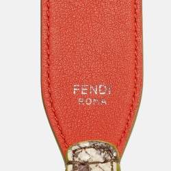 مملوكة مسبقًا Fendi Beige/Orange Python and Leather Strap You Shoulder Bag Strap