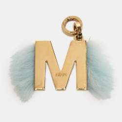 Fendi Abclick Letter M Fur Gold Tone Charm