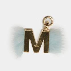 Fendi Abclick Letter M Fur Gold Tone Charm