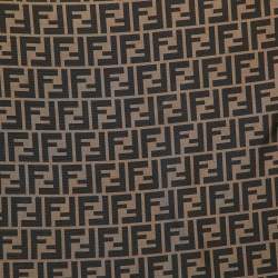 Pre Owned Fendi Brown Zucca Print Silk Fendirama Foulard Scarf