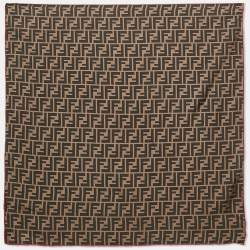 Pre Owned Fendi Brown Zucca Print Silk Fendirama Foulard Scarf