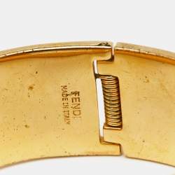 Fendi Fendista Bi-color Yellow/White Enamel Gold Tone Wide Bracelet M