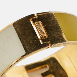 Fendi Fendista Bi-color Yellow/White Enamel Gold Tone Wide Bracelet M