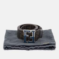 Fendi Tobacco Zucca Coated Canvas FF Logo Buckle Belt 90CM