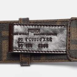 Fendi Tobacco Zucca Coated Canvas FF Logo Buckle Belt 90CM