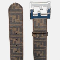 Fendi Tobacco Zucca Coated Canvas FF Logo Buckle Belt 90CM