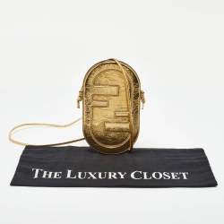 Fendi Gold Metallic Leather O'Lock Phone Pouch