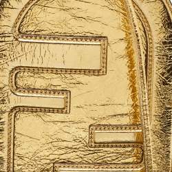 Fendi Gold Metallic Leather O'Lock Phone Pouch