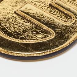 Fendi Gold Metallic Leather O'Lock Phone Pouch
