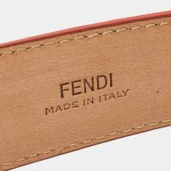 Pre Owned Fendi Orange Leather FF Logo Buckle Belt 85CM