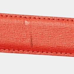Pre Owned Fendi Orange Leather FF Logo Buckle Belt 85CM