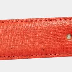 Pre Owned Fendi Orange Leather FF Logo Buckle Belt 85CM