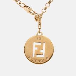 Fendi FF Identification Charm Gold Tone Bracelet