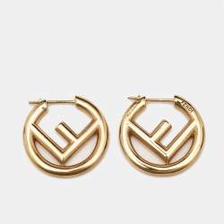 Pre Owned Fendi F is Fendi Gold Tone Round Earrings