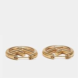 Pre Owned Fendi F is Fendi Gold Tone Round Earrings