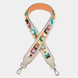 Pre Owned Fendi Multicolor Leather Studded Strap You Shoulder Bag Strap