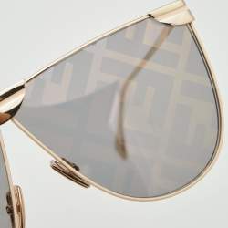 Pre Owned Fendi Light Grey/Gold FF046/S Fabulous Shield Sunglasses