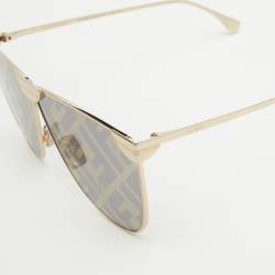 Pre Owned Fendi Light Grey/Gold FF046/S Fabulous Shield Sunglasses