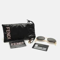 Pre Owned Fendi Black/Gold FF4075US FF Crystals Oval Sunglasses
