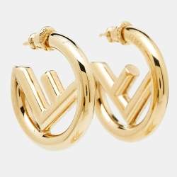 Fendi F is Fendi Gold Tone Hoop Earrings