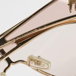 Pre Owned Fendi Gold Tone/Pink FE40051U Disco Shield Sunglasses