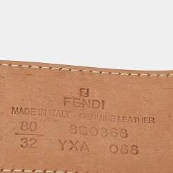 Fendi Brown Leather Mosaic Lapis Statement Belt 80CM