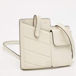 Fendi Off White Leather Mini Two Pocket Crossbody Bag