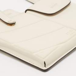 Fendi Off White Leather Mini Two Pocket Crossbody Bag