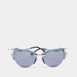 Fendi Blue/Silver FF 0042/S Crystals Cat Eye Sunglasses
