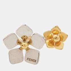 Fendi Flower Two Tone Cocktail Ring Size 51